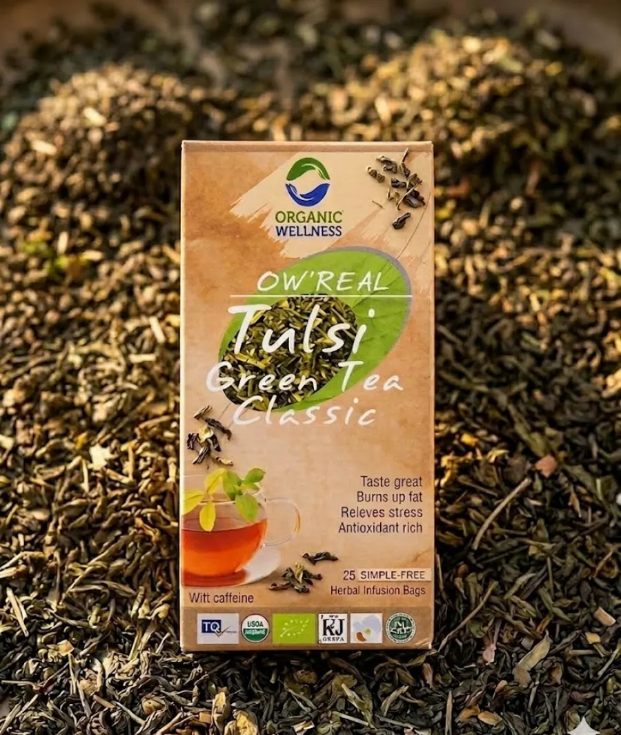 Tulsi Green Tea Classic | Stress Relief & Immunity | 25 Bags | ERB