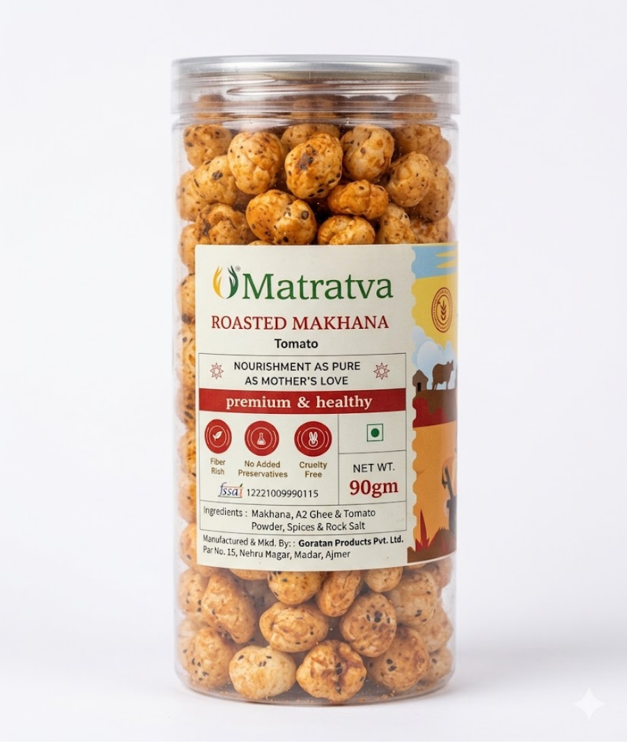 Naturally Made Roasted Makhana - Tomato (90g) | Guilt-Free Snack | ERB